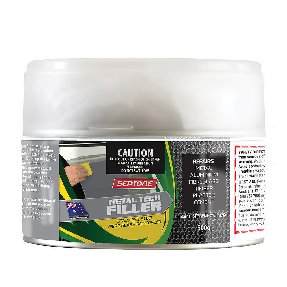 SEPTONE Metal Tech Filler 500g Stainless Steel and Fiberglass Reinforced Bog