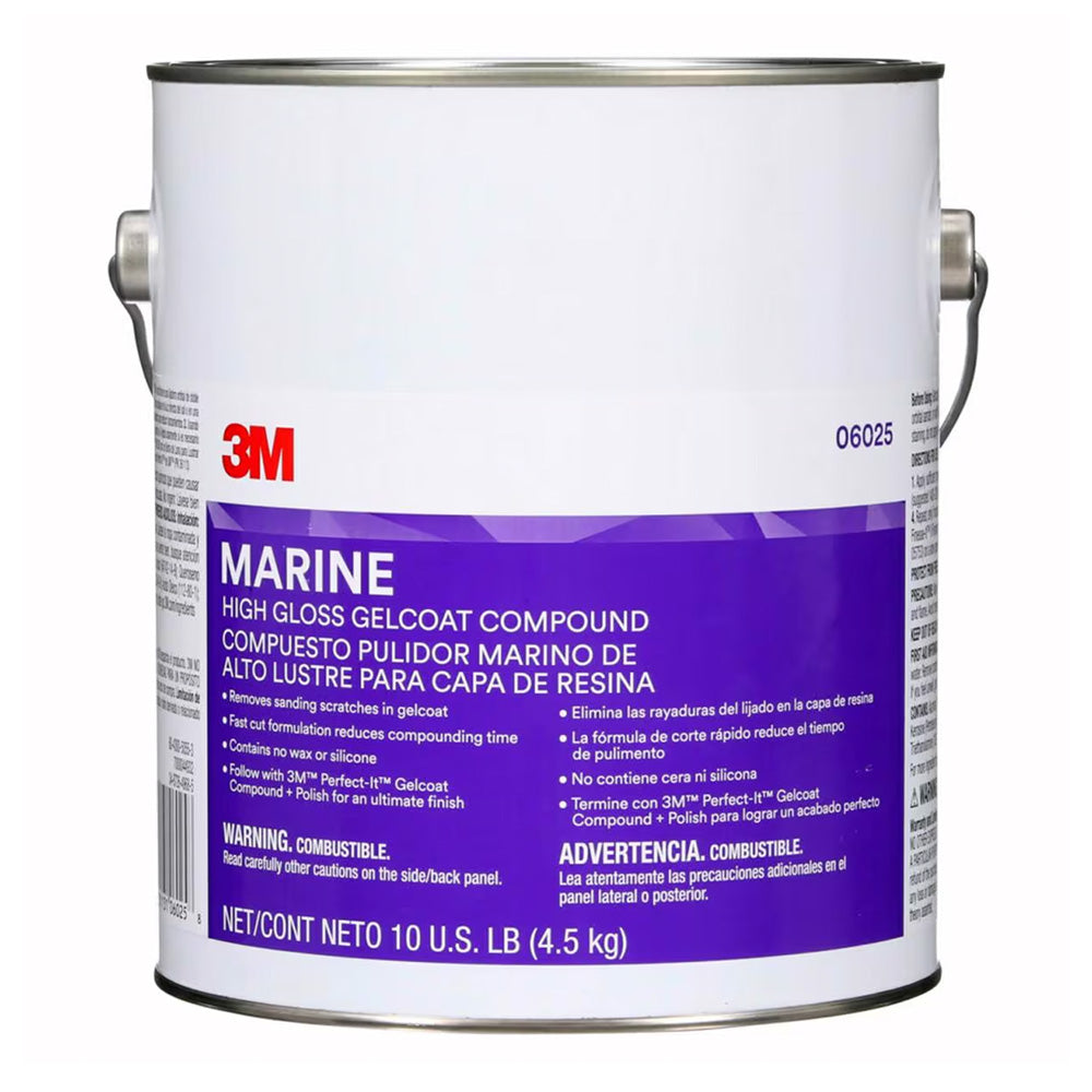 3M 06025 Marine High Gloss Gelcoat Compound 4.53kg Wax & Silicone Free