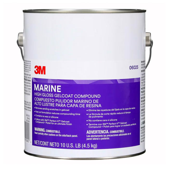 3M 06025 Marine High Gloss Gelcoat Compound 4.53kg Wax & Silicone Free