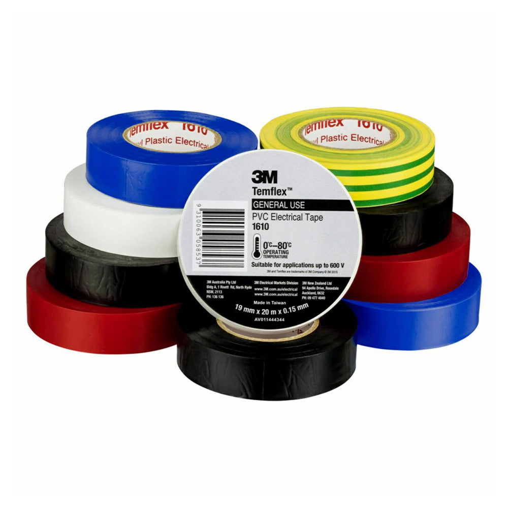 3M Temflex 1610 General Purpose Vinyl Electrical Tape Rainbow 19mm x 20m x 10