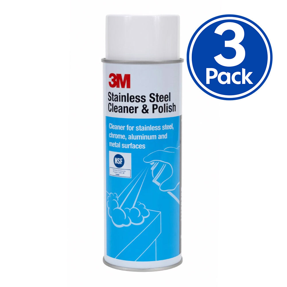 3M Stainless Steel Cleaner & Polish 600g x 3 Pack Chrome Aluminium Metal Marine