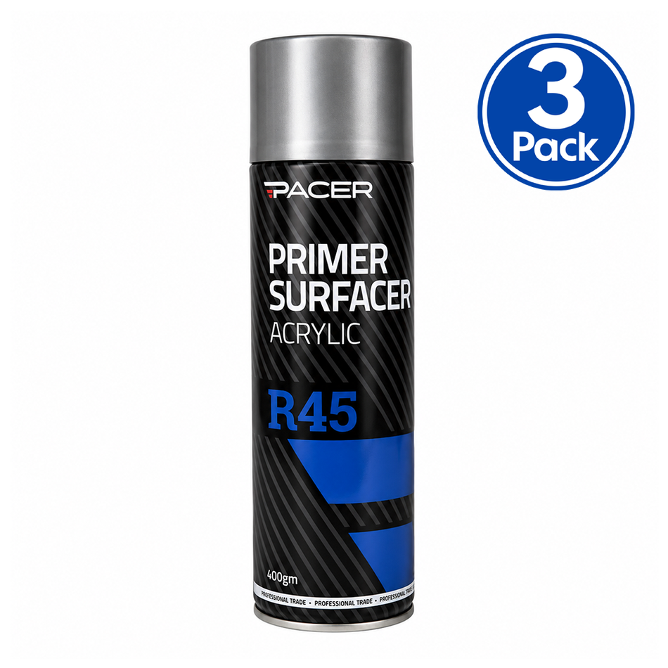 PACER R45 Acrylic Primer Surfacer 400gm Grey High-Build Automotive Primer x3