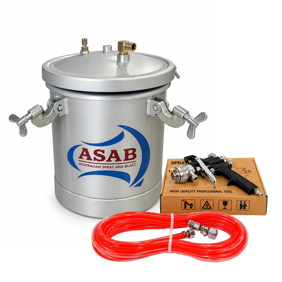 ASAB 10L Pressure Pot Spray Gun Kit 2mm with 3m Twin Hose
