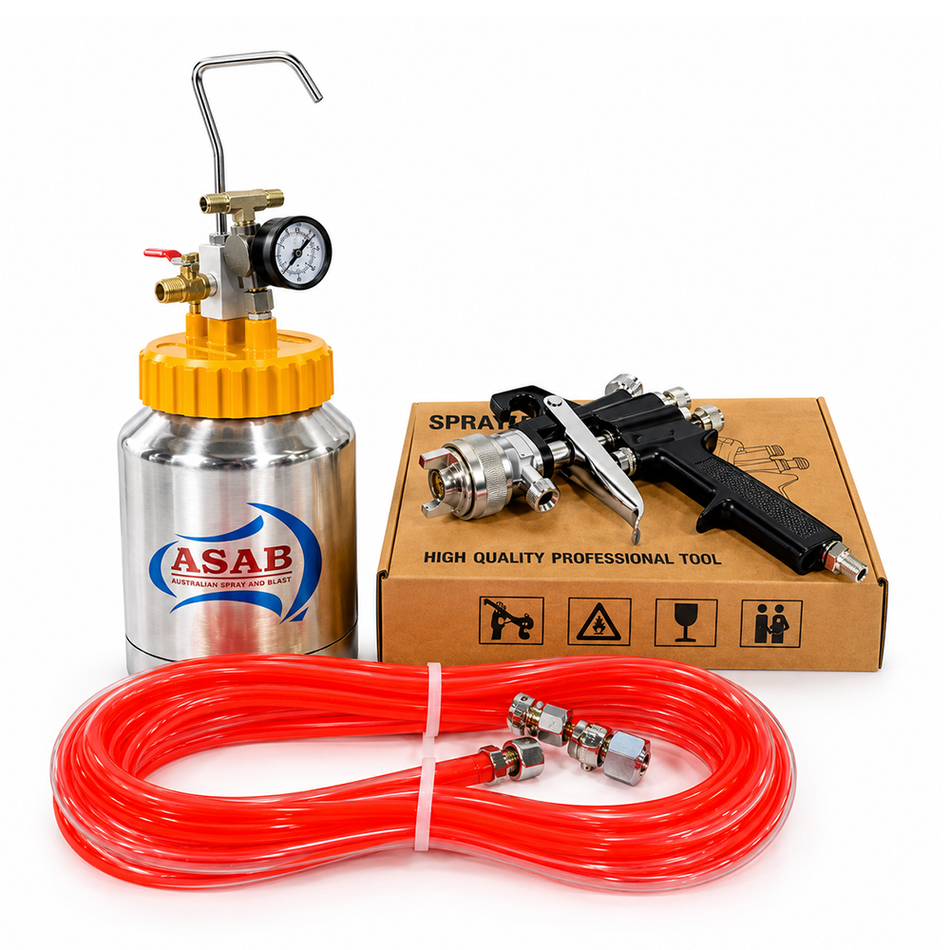 ASAB 2L Pressure Pot Spray Gun Kit 2mm with 3m Twin Hose