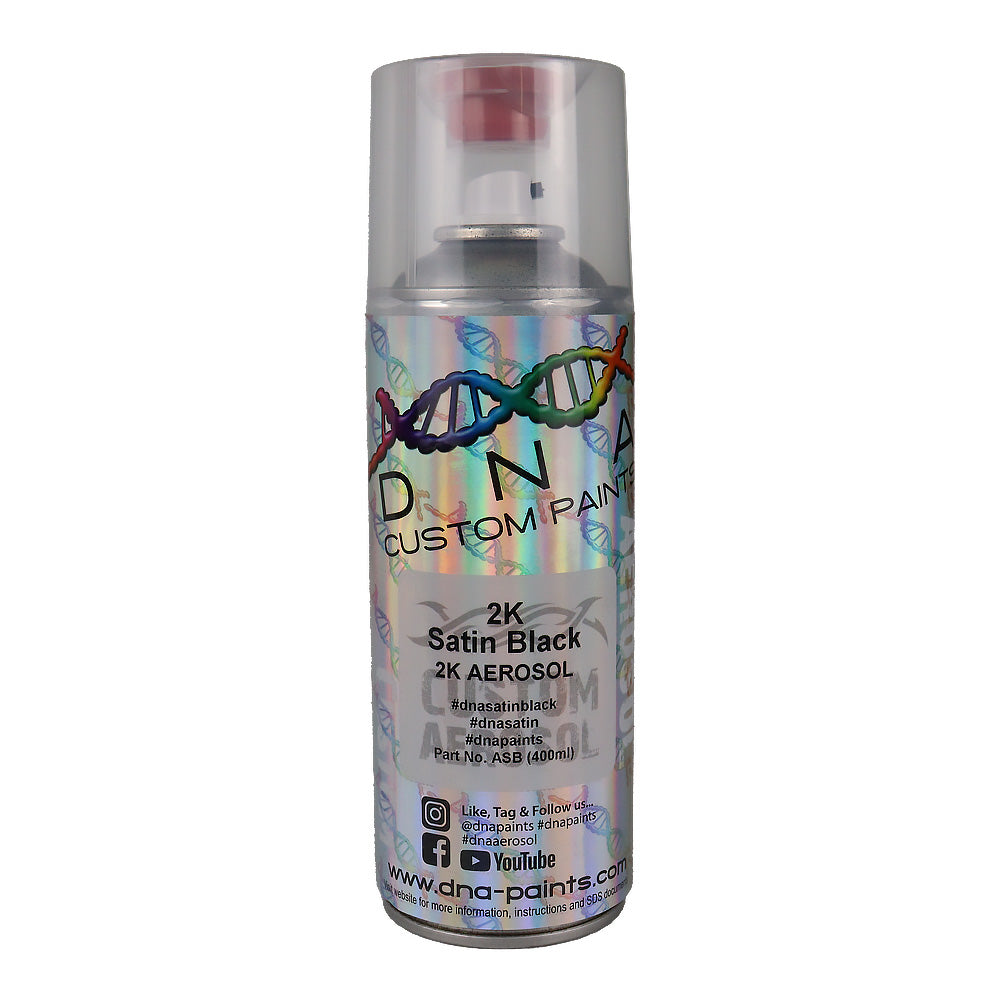 DNA 2K Satin Black Spray Paint 350ml Aerosol Professional Automotive C ...