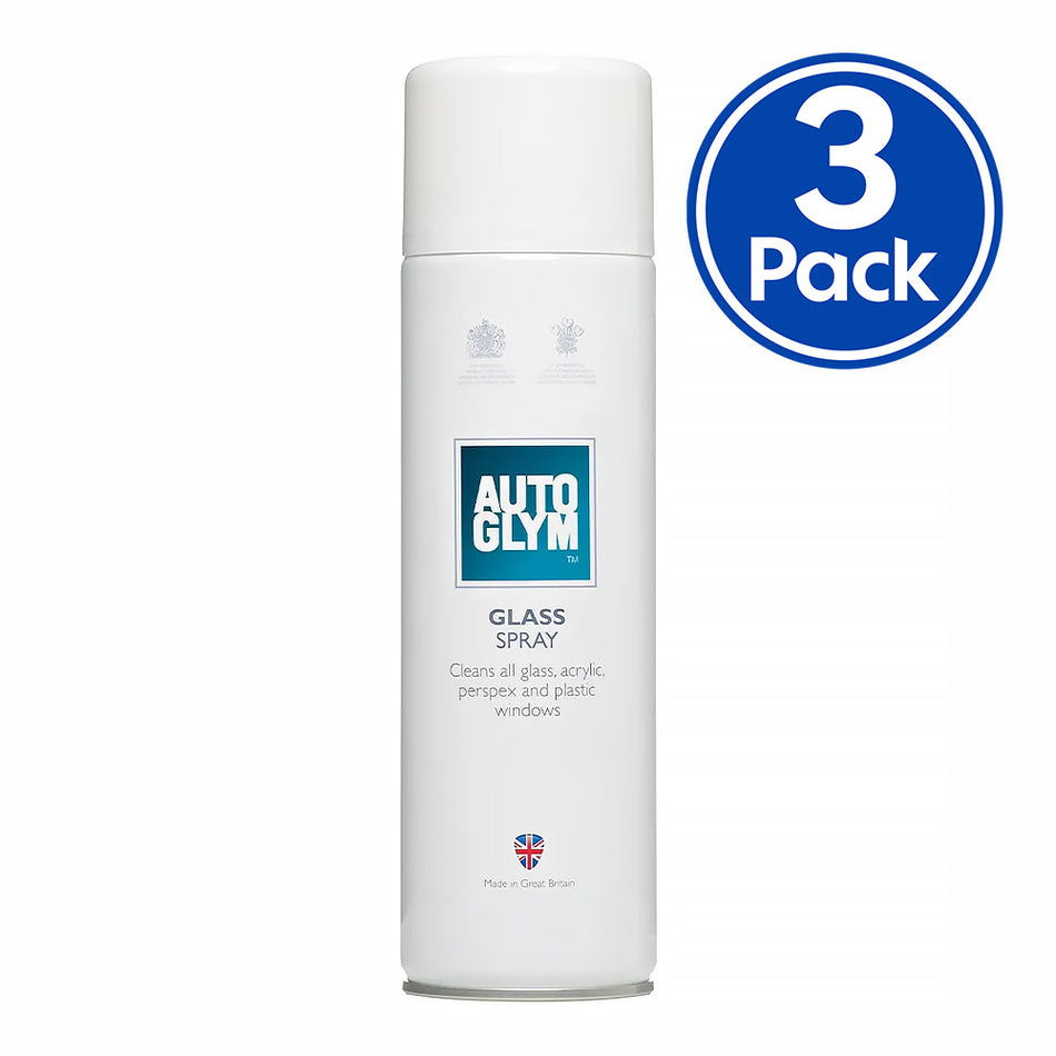 AUTOGLYM Automotive Glass Spray Cleaner 450ml Aerosol Smear Free x 3 Pack