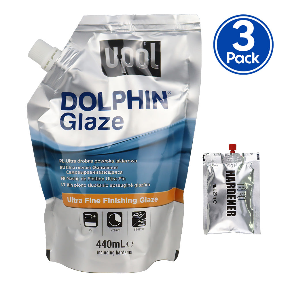 UPOL Dolphin glaze 440ml Premium Self Leveling Finishing Glaze x3
