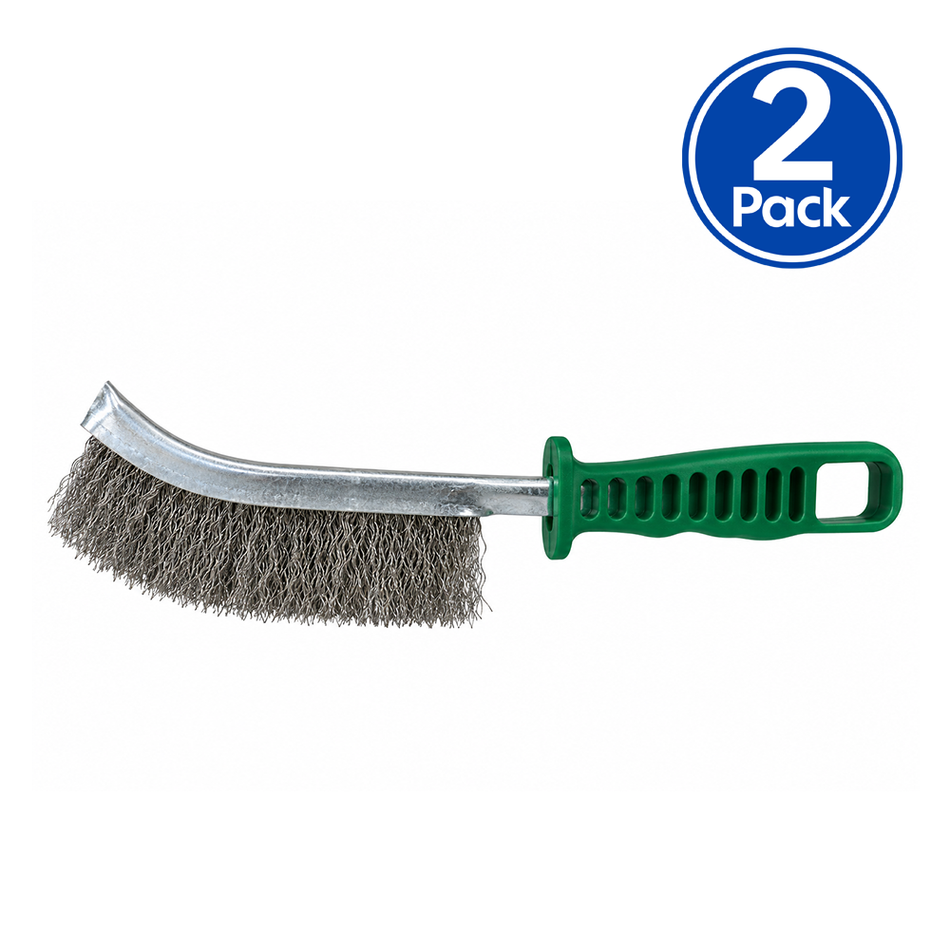 JOSCO 316 Stainless Steel Scratch Brush with Plastic Handle 2 Pack