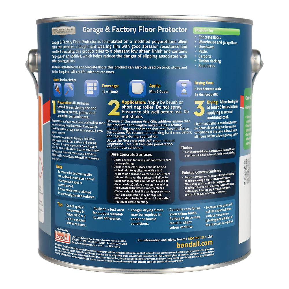 BONDALL Garage & Factory Floor Protector Charcoal 4L Concrete Floor Coating