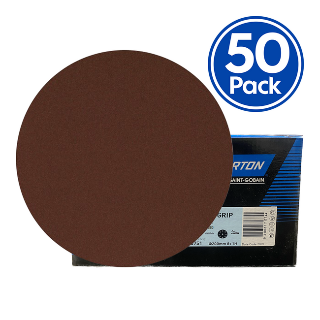 NORTON SpeedGrip Adalox Sandpaper Disc 180mm NH P80 x 50 Pack Box 80 Grit