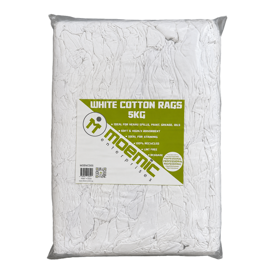 MOEMIC Premium White Cotton Cleaning Rags 5kg