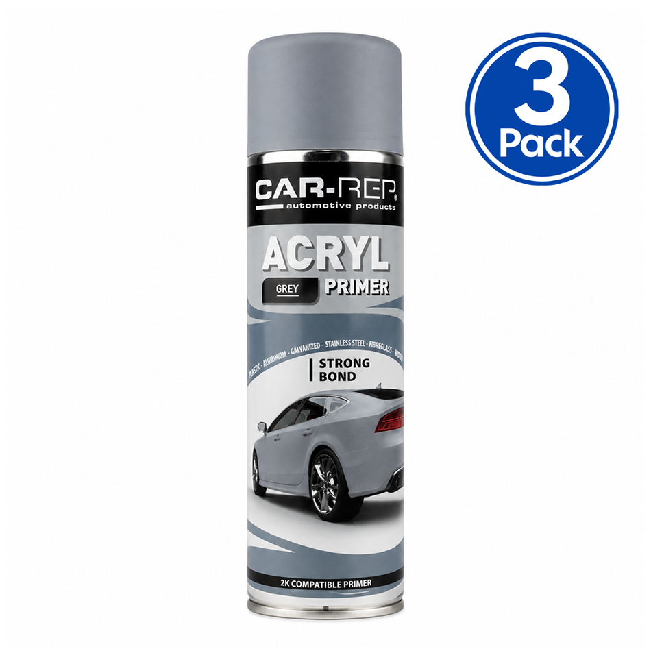 CAR-REP Acrylic Automotive Primer 500ml Grey 3 Pack