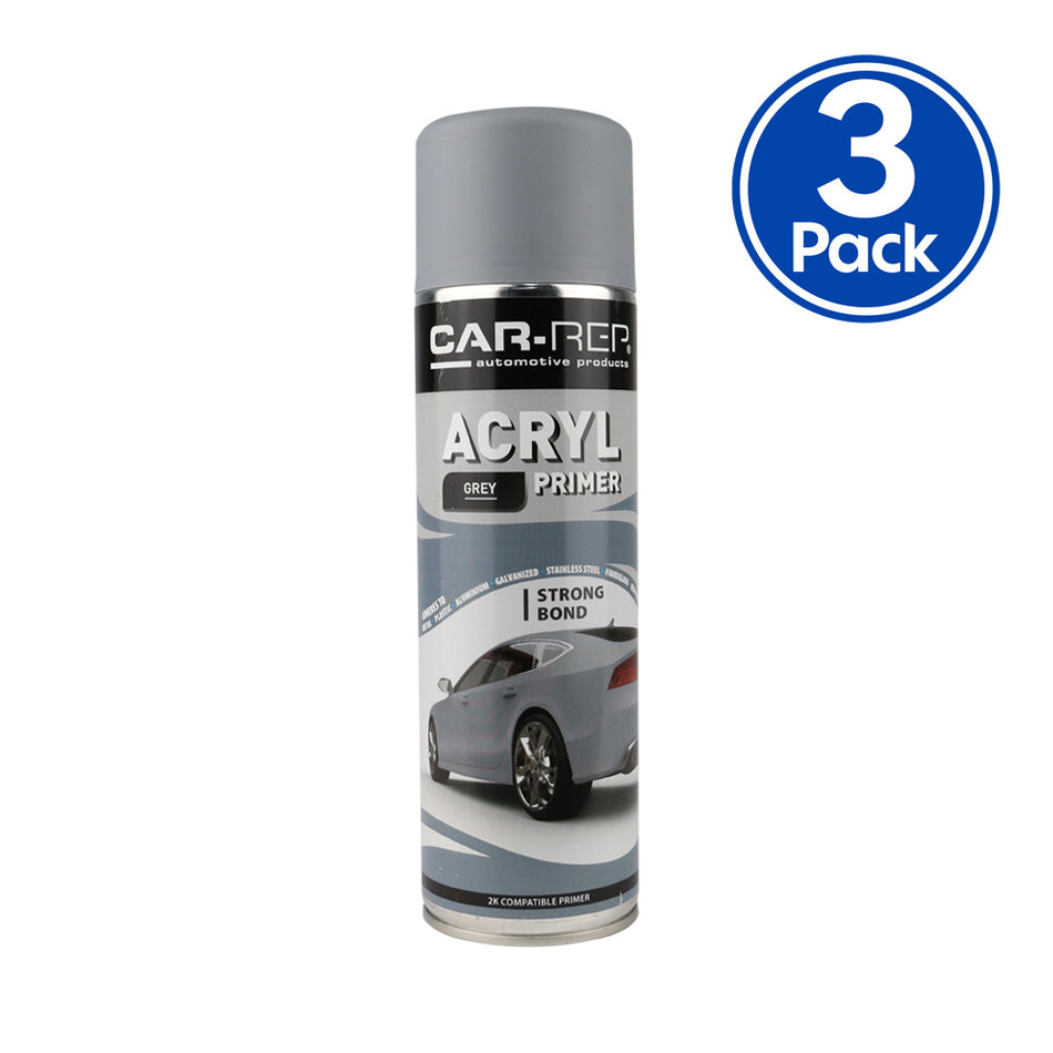 CAR-REP Acrylic Automotive Primer 500ml Grey x 3 Pack