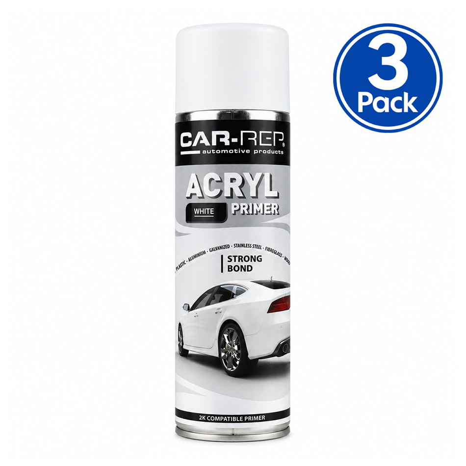 CAR-REP Acrylic Automotive Primer 500ml White 3 Pack