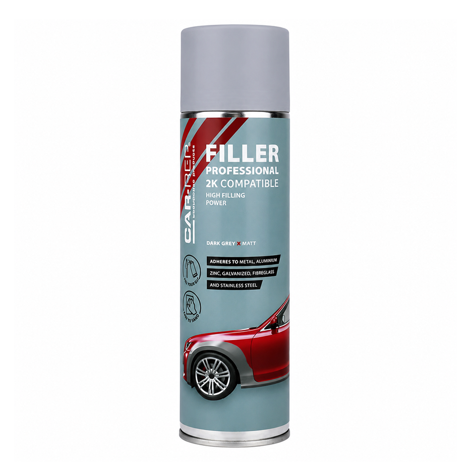 CAR-REP Acrylic Primer Filler Grey and 1K Clear Coat 500ml Aerosol Spray Kit