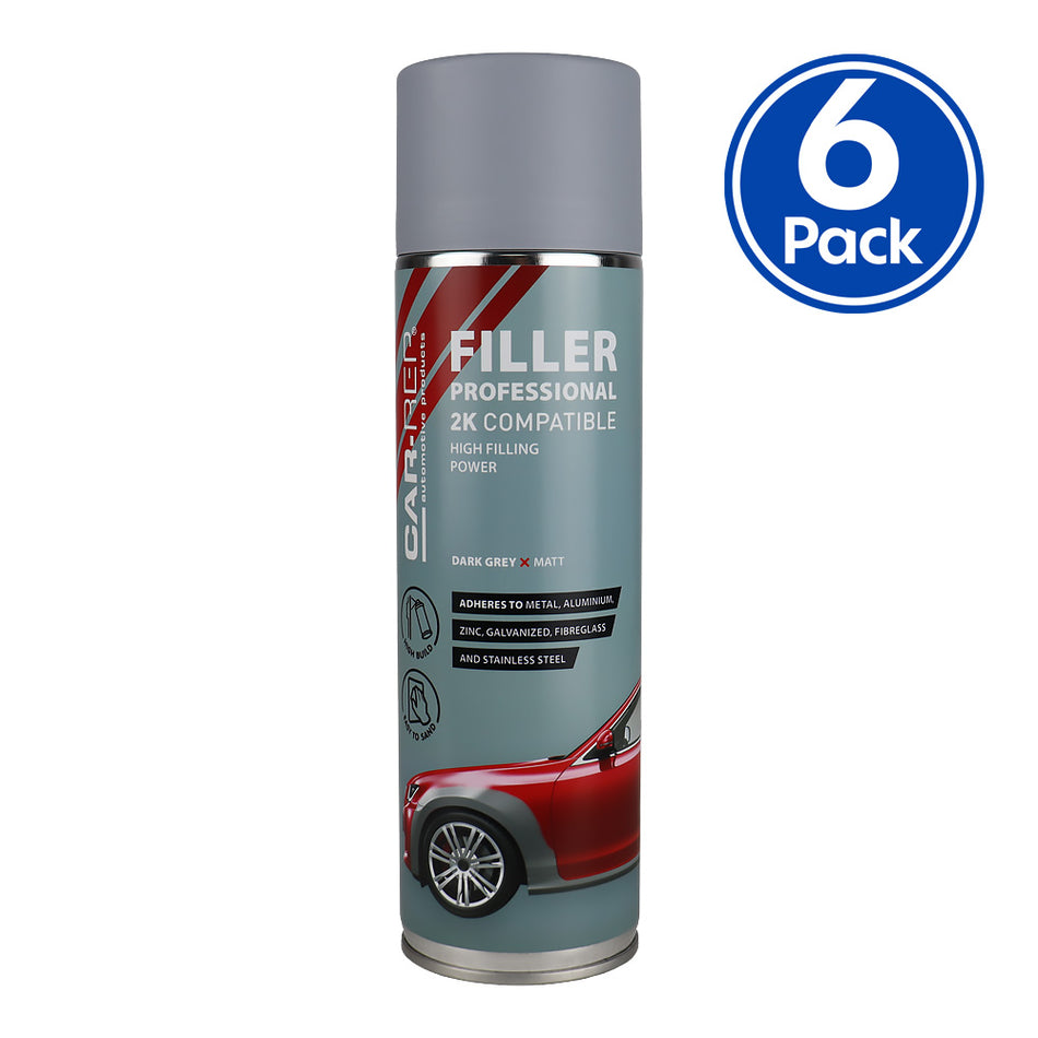 CAR-REP Acrylic Primer Filler Grey 500ml High Build Sandable Primer 6 Pack