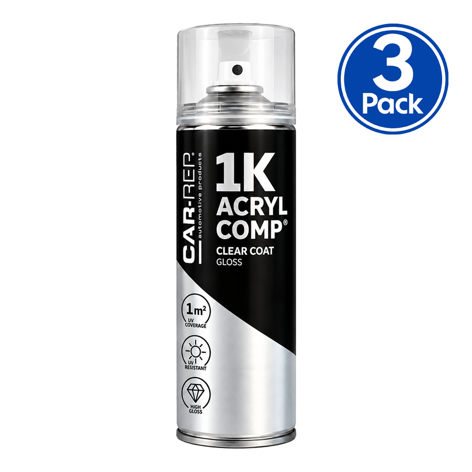 CAR-REP Acrylic Clear Coat 500ml Professional 1K Aerosol Clear 3 Pack