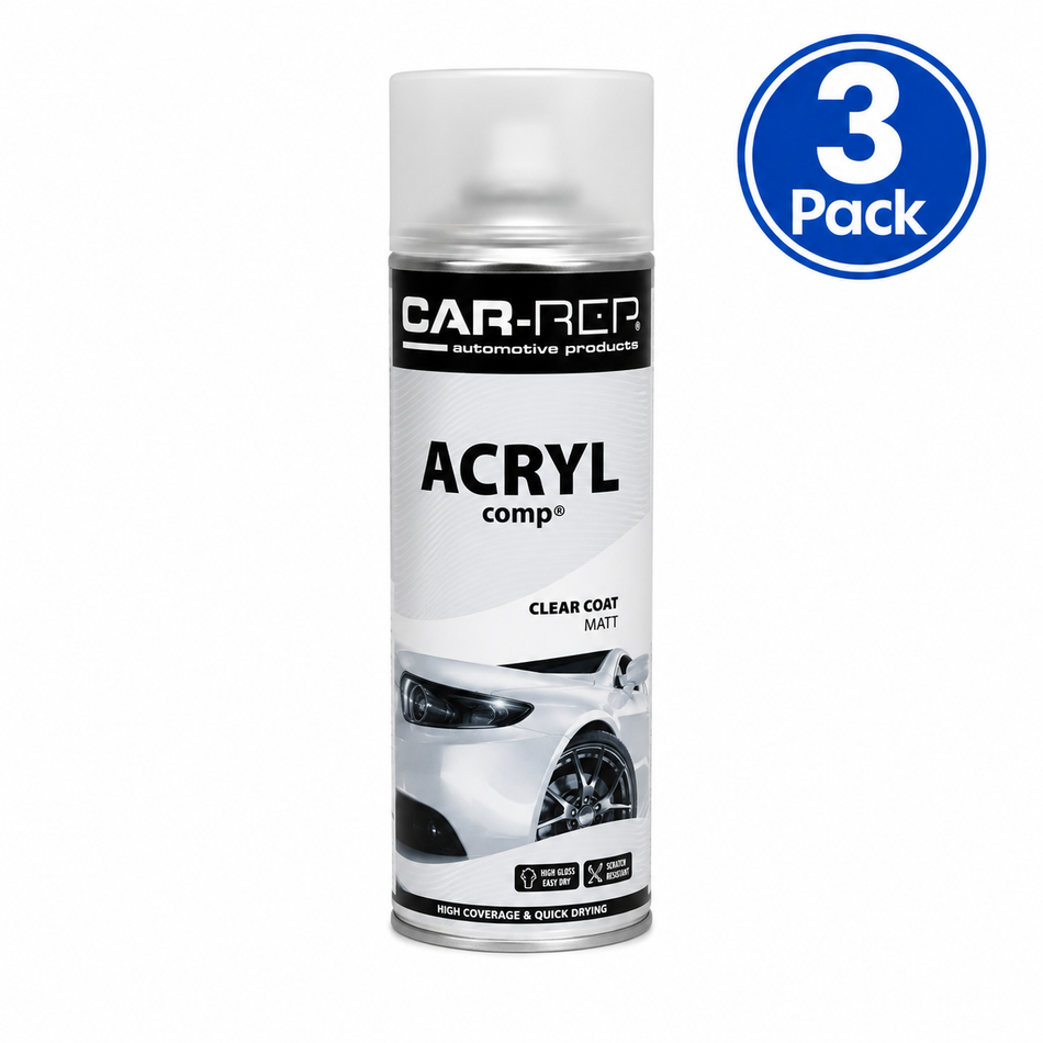CAR-REP Acrylic Clear Matt Aerosol 500ml 3 Pack