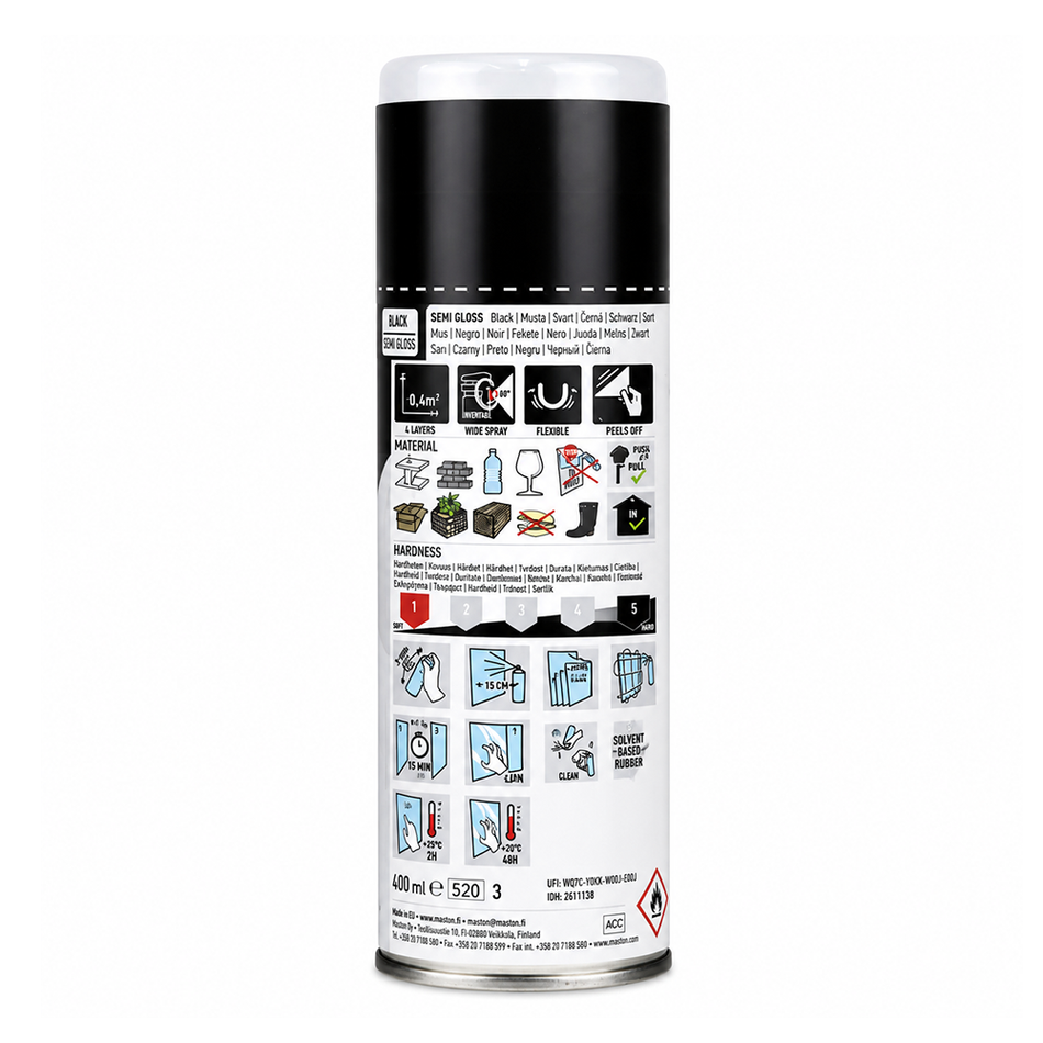 CAR-REP Rubber Comp Removable Plasti Dip Paint 400ml Semi Gloss Black x 3 Pack