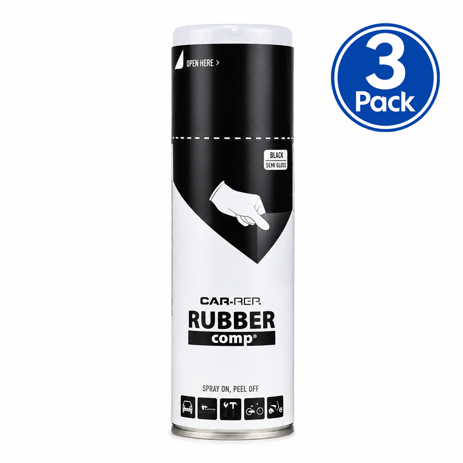CAR-REP Rubber Comp Removable Plasti Dip Paint 400ml Semi Gloss Black x 3 Pack