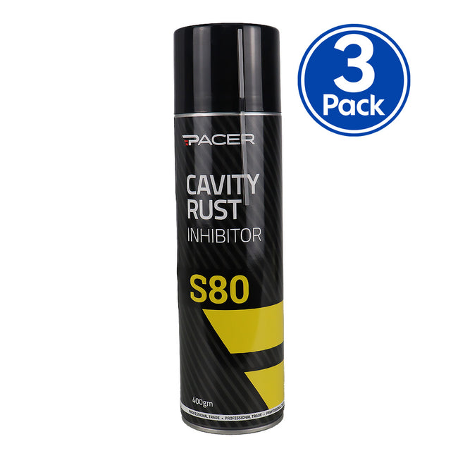 PACER S80 Cavity Rust Inhibitor Aerosol 400gm Water-Repellent Rust Protection x3