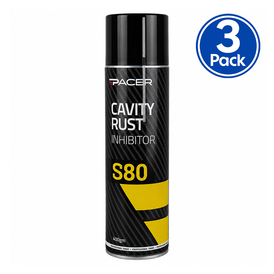 PACER S80 Cavity Rust Inhibitor Aerosol 400gm Water-Repellent Rust Protection x3