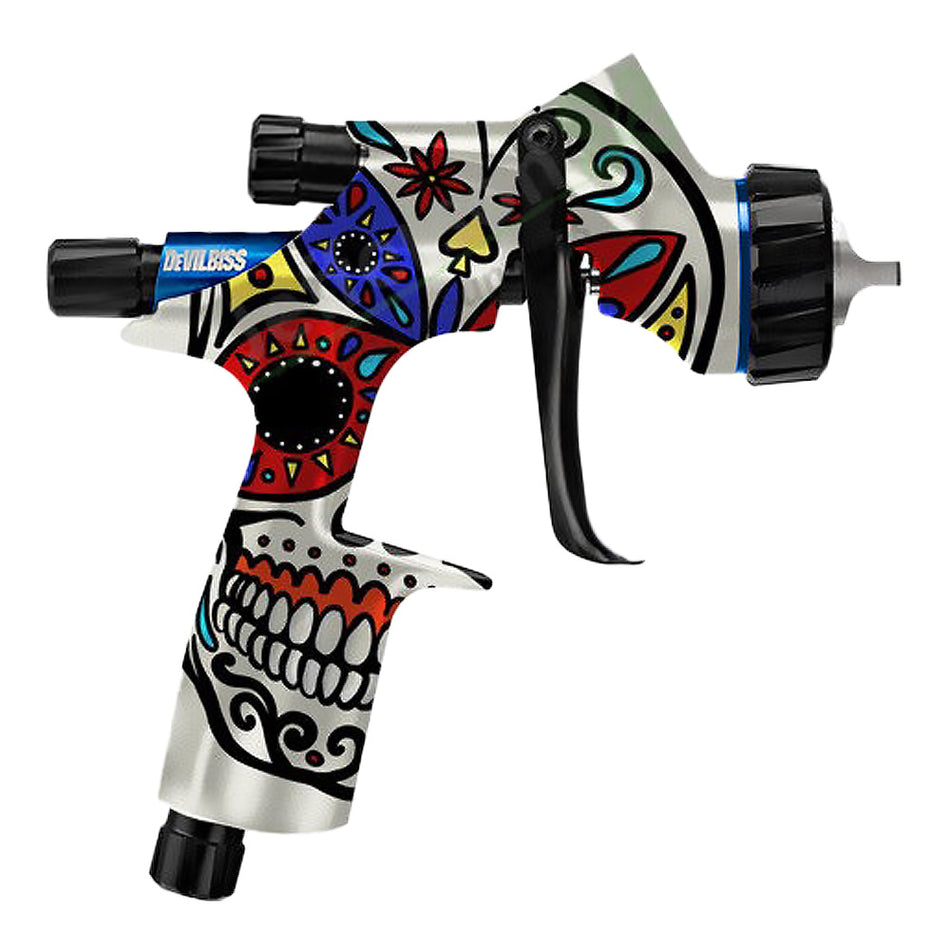 DEVILBISS Limited Edition Calavera DV1 Basecoat 1.3mm Gravity Gun & Cup Kit B+ Aircap