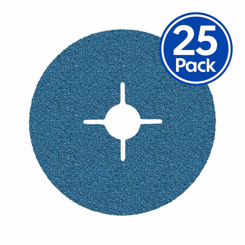 DEERFOS Zirconia Resin Fibre Disc 36 Grit 125mm x 22mm x 25 Pack Sanding Discs