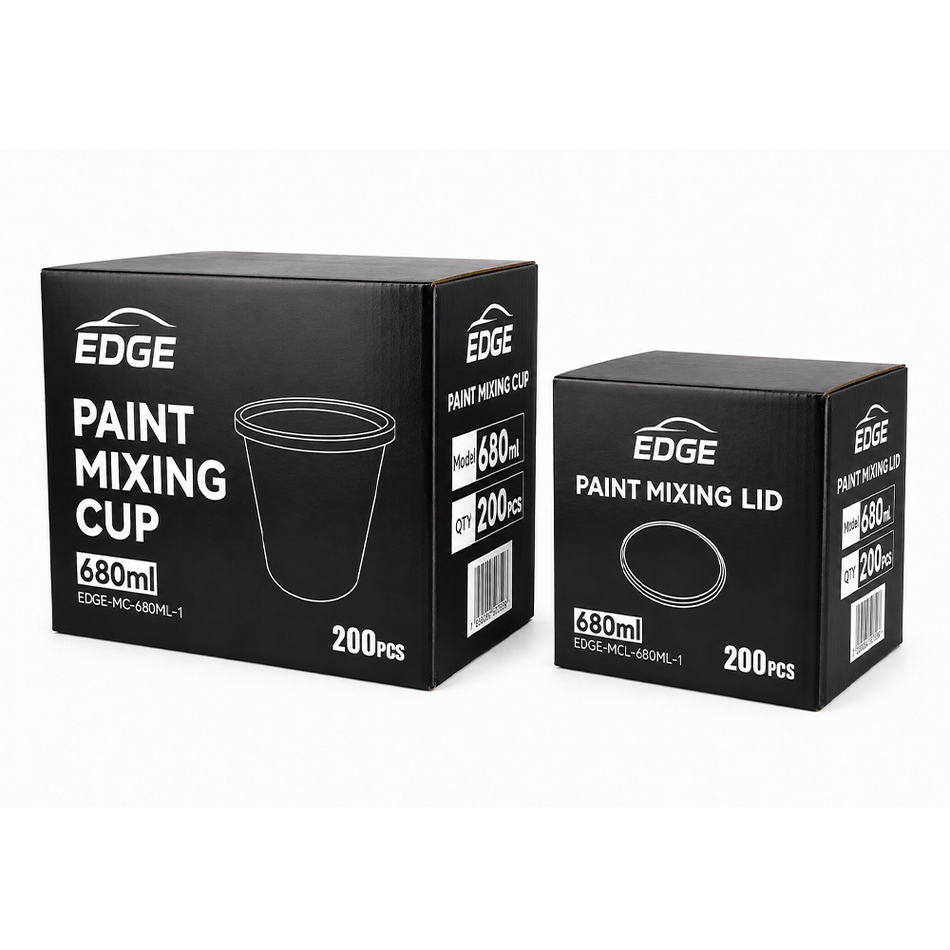 EDGE Paint Mixing Cup With Lid 680ml Graduated 550ml Measuring Container Box Of 200
