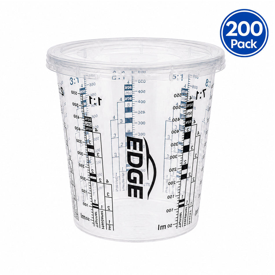 EDGE Paint Mixing Cup With Lid 385ml Graduated 300ml Measuring Container Box Of 200