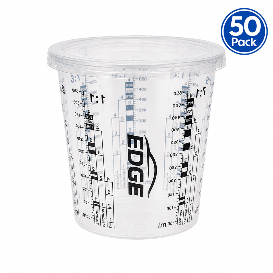 EDGE Paint Mixing Cup With Lid 2250ml Graduated 1800ml Measuring Container 50 Pack