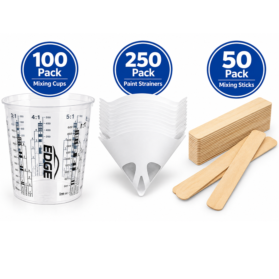 EDGE Automotive Paint Mixing Kit 680ml Cups 190 Micron Strainers & Mixing Sticks