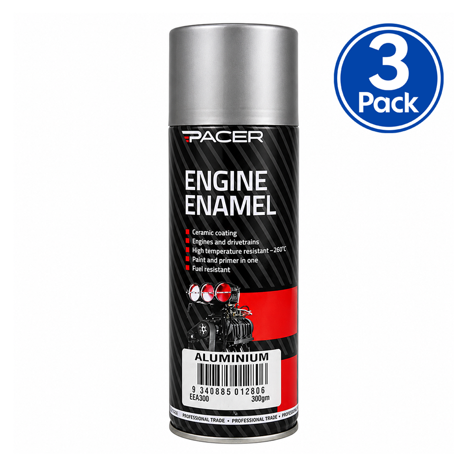 PACER Engine Enamel Aluminium 300gm Aerosol High Temperature Spray Paint x3