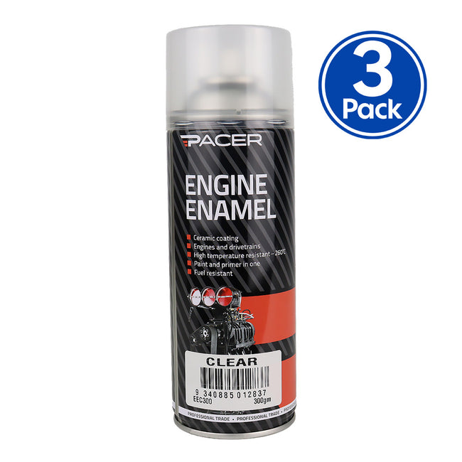 PACER Engine Enamel Clear 300gm Aerosol High Temperature Spray Paint x3