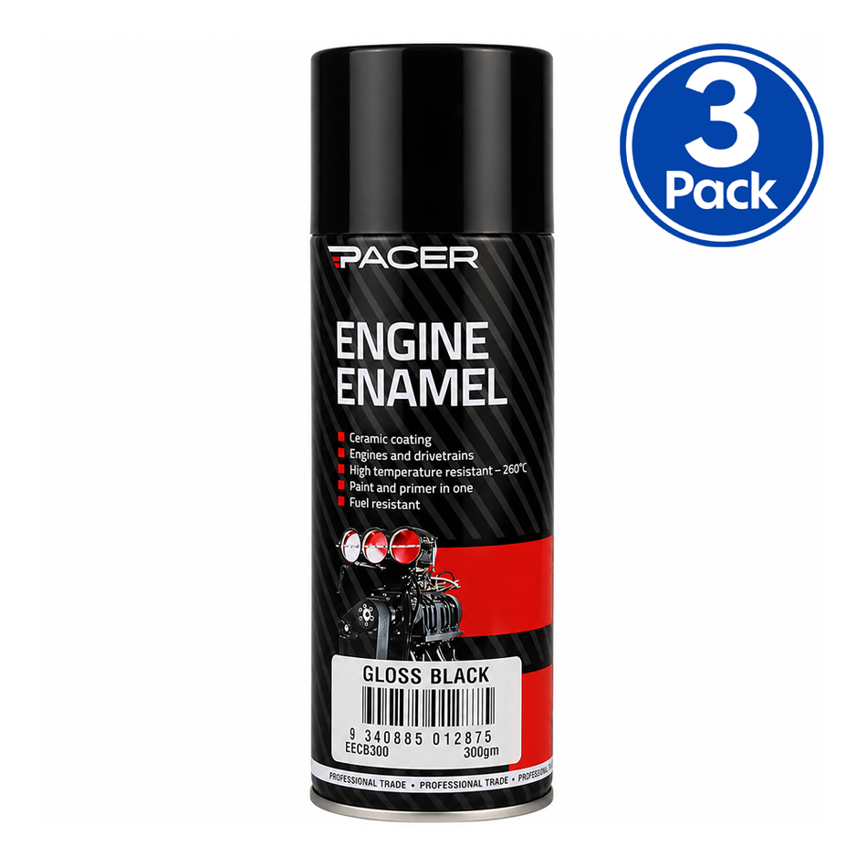 PACER Engine Enamel Gloss Black 300gm Aerosol High Temperature Spray Paint x3