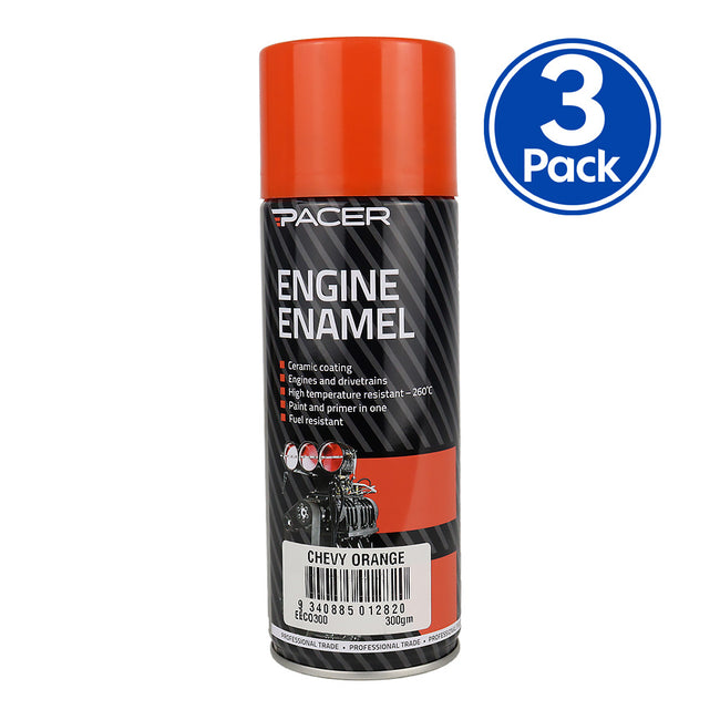 PACER Engine Enamel Chevy Orange 300gm Aerosol High Temperature Spray Paint x3