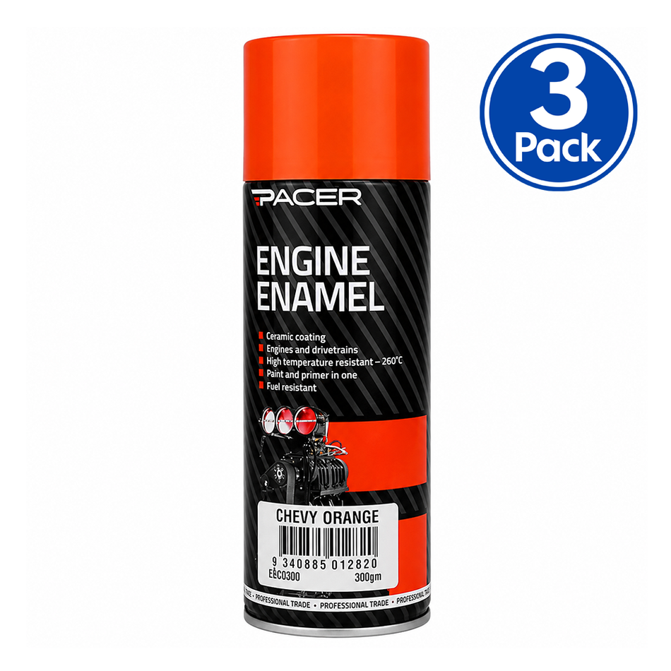 PACER Engine Enamel Chevy Orange 300gm Aerosol High Temperature Spray Paint x3