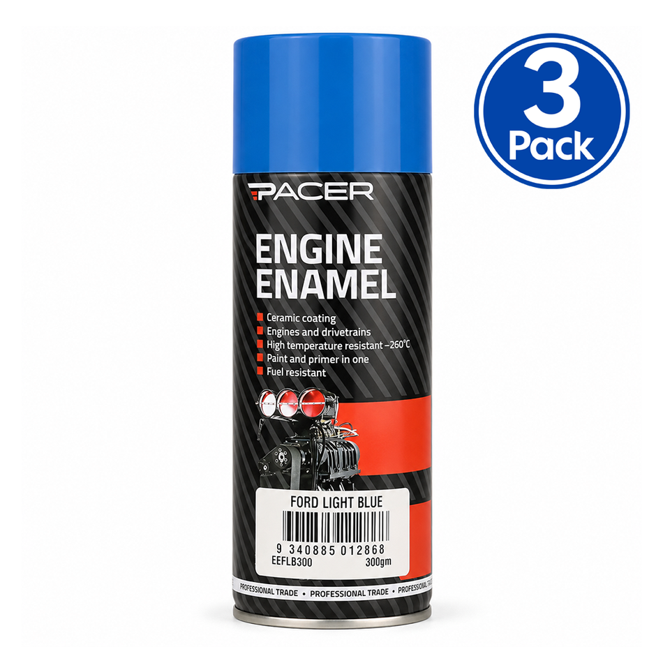 PACER Engine Enamel Ford Light Blue 300g Aerosol 3 Pack