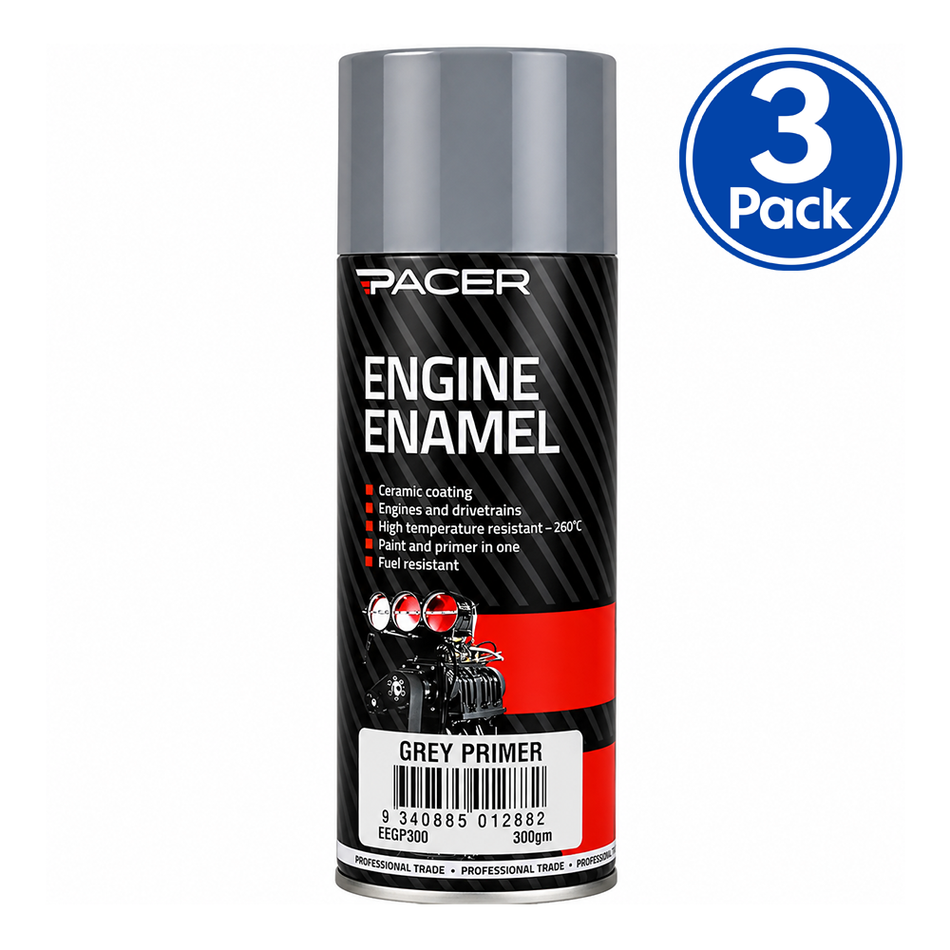 PACER Engine Enamel Grey Primer 300g Aerosol 3 Pack