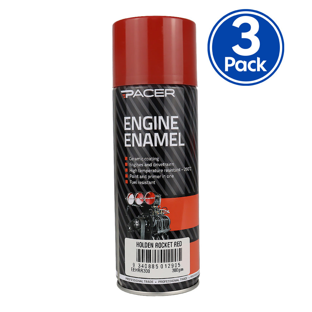 PACER Engine Enamel Holden Rocket Red 300gm Aerosol High Temperature Spray Paint x3