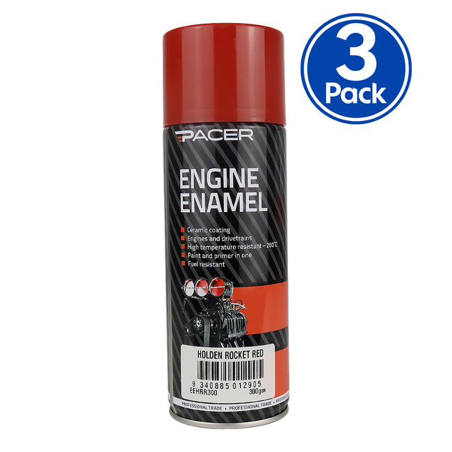 PACER Engine Enamel Holden Rocket Red 300gm Aerosol High Temperature Spray Paint x3