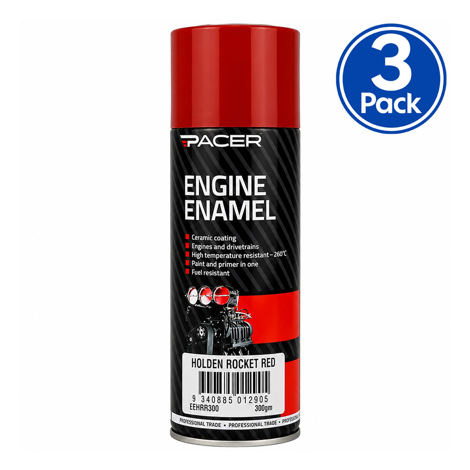 PACER Engine Enamel Holden Rocket Red 300g Aerosol 3 Pack
