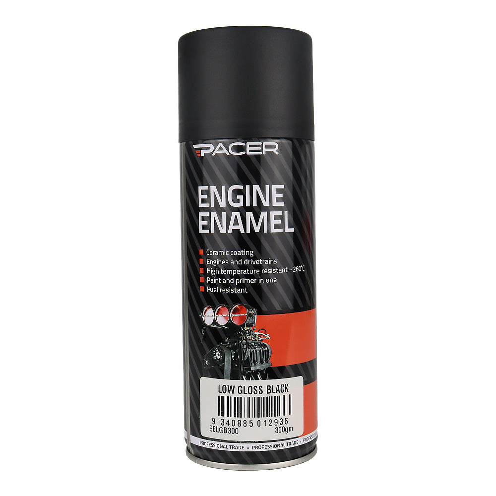 PACER Engine Enamel Low Gloss Black 300gm Aerosol High Temperature Spray Paint