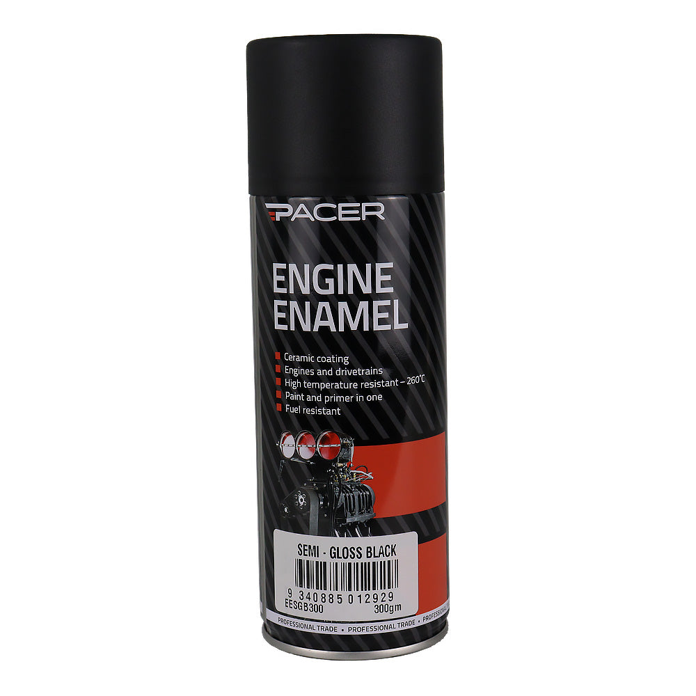 PACER Engine Enamel Semi-Gloss Black 300gm Aerosol High Temperature Spray Paint