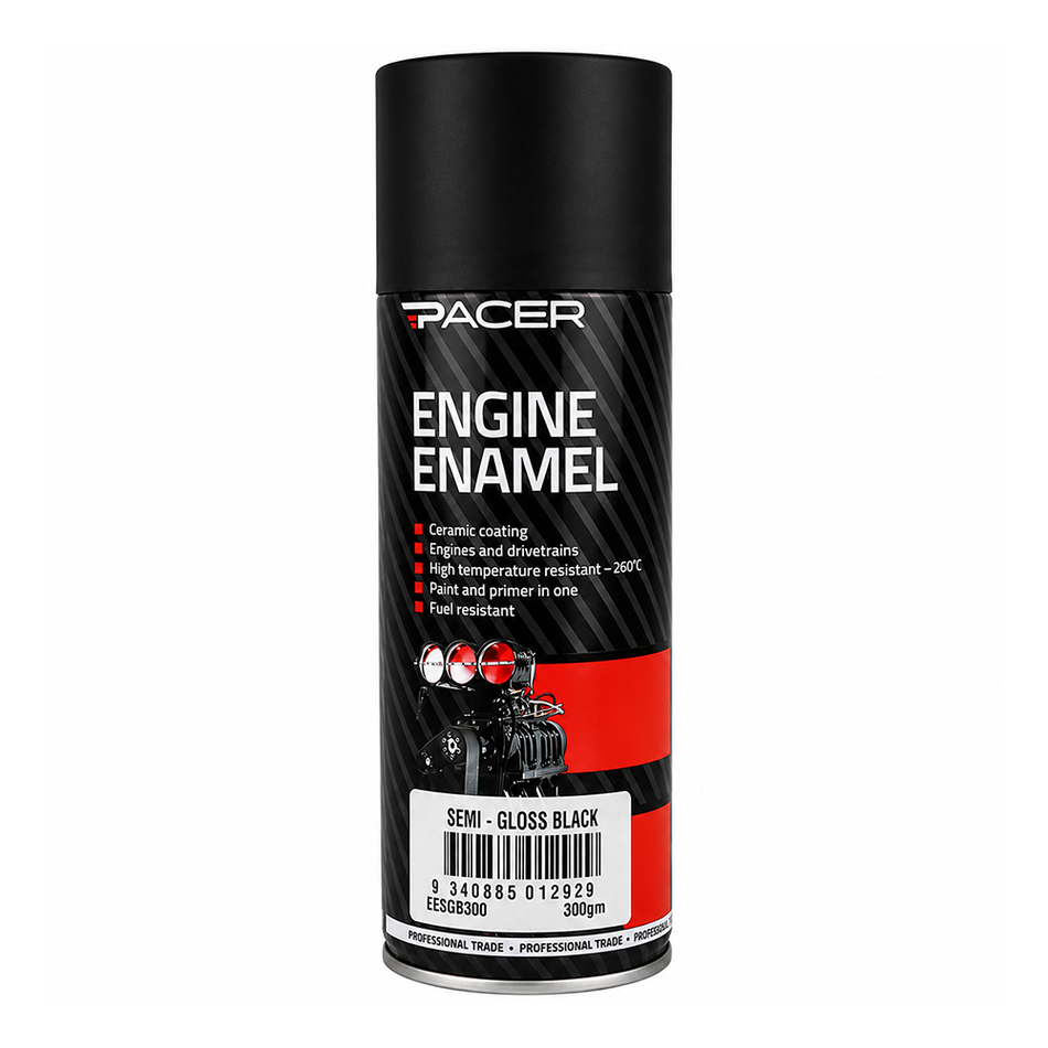 PACER Engine Enamel Semi-Gloss Black 300gm Aerosol High Temperature Spray Paint