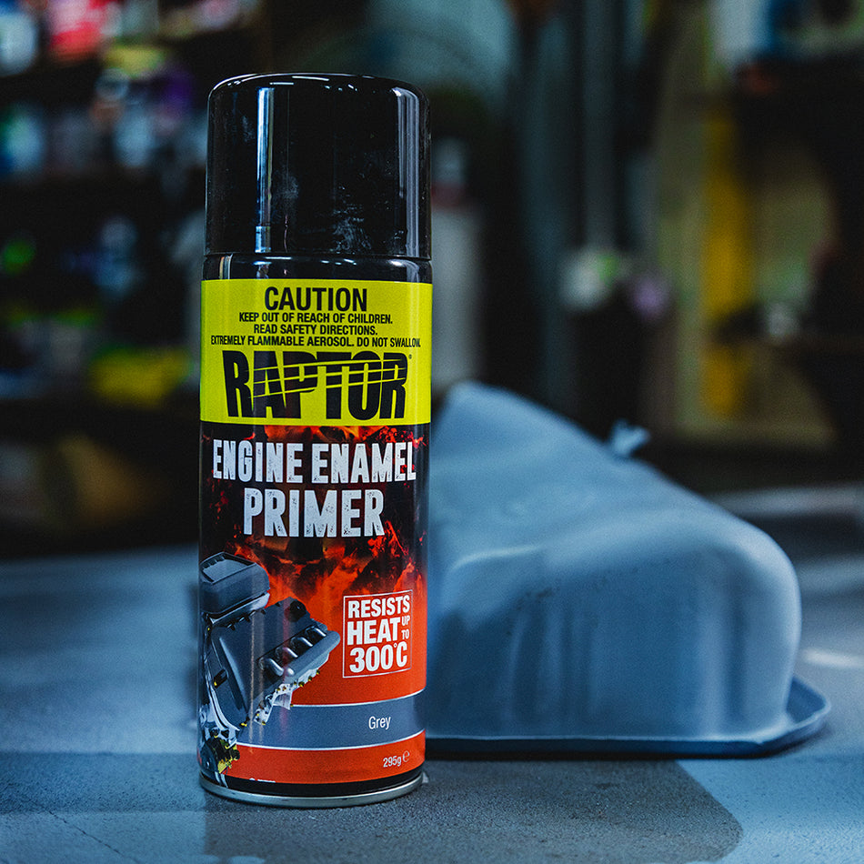 U-POL Raptor High Temp Engine Enamel Primer Spray Paint Aerosol 295g Grey