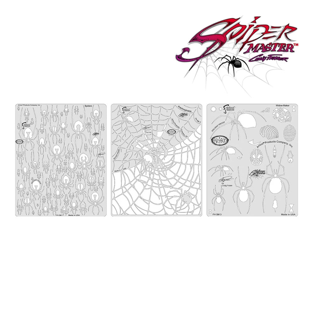 ANEST IWATA Spider Master Set of 3 Template Airbrush Design Stencil