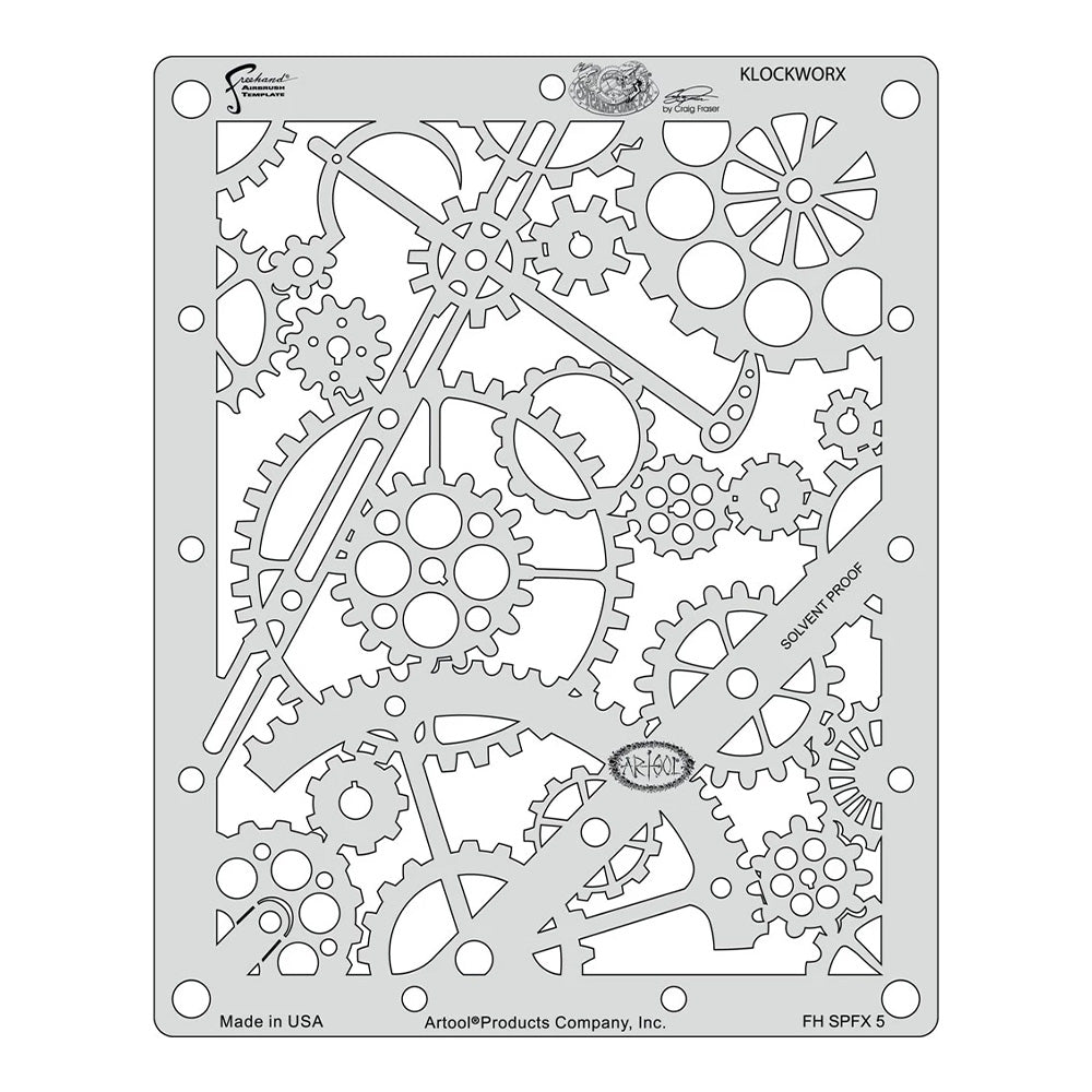 ANEST IWATA Steampunk Clockwork Template Airbrush Design Stencil