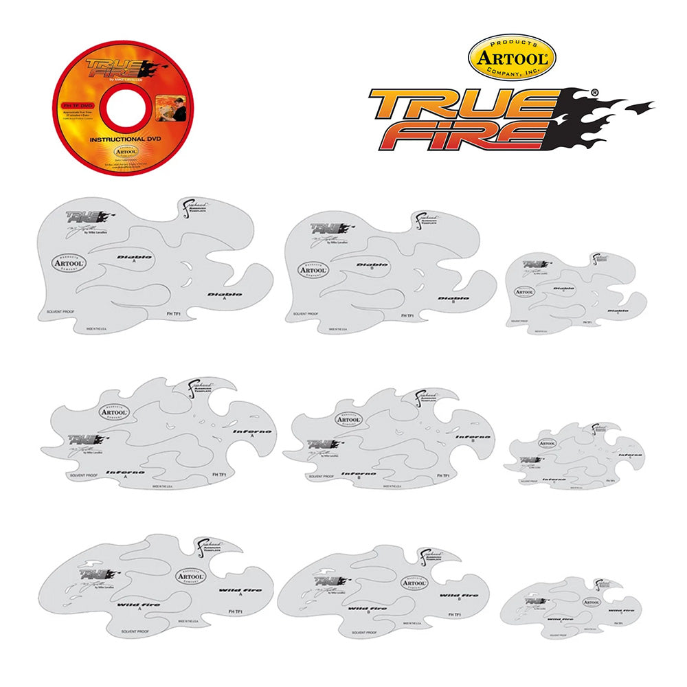 ANEST IWATA Mike Lavallee True Fire set of 9 includes DVD Template Airbrush Stencil Truefire