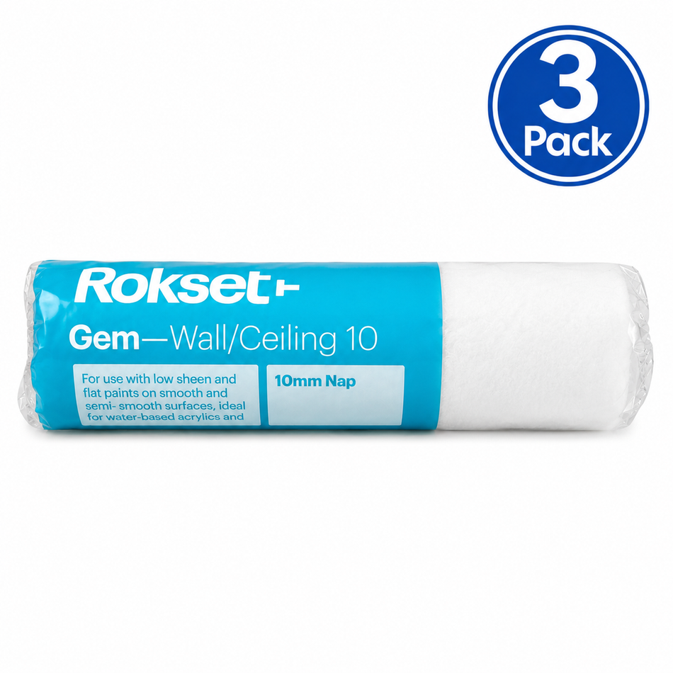ROKSET Large Microfibre Roller Cover 230mm 10mm Nap 3 Pack